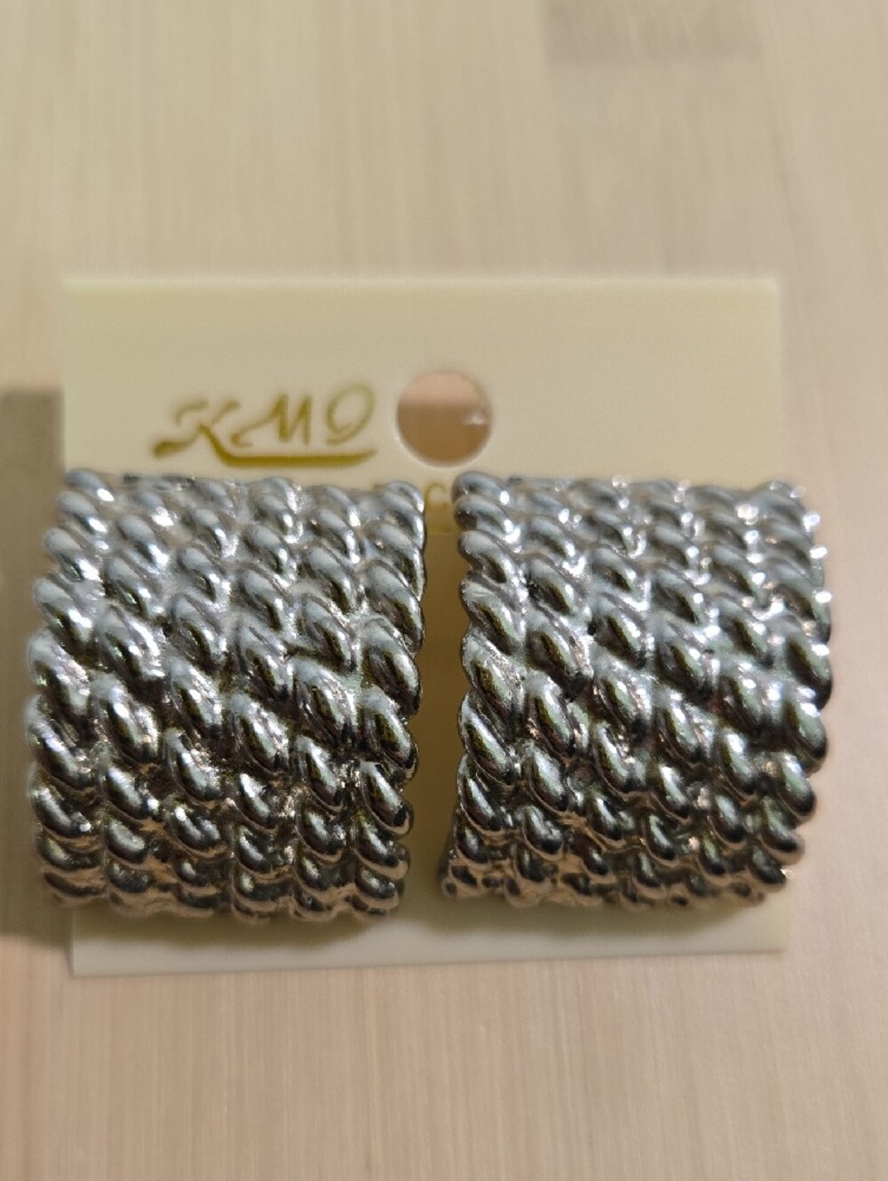 Silver Rope-Texture Hoop Earrings - Picture 5 of 5